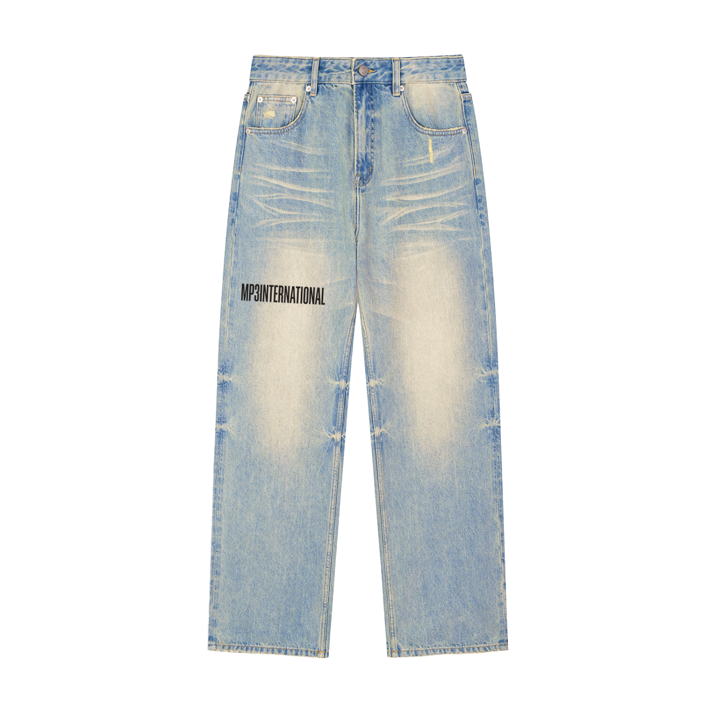 MP3 International ウォッシュドデニムパンツ